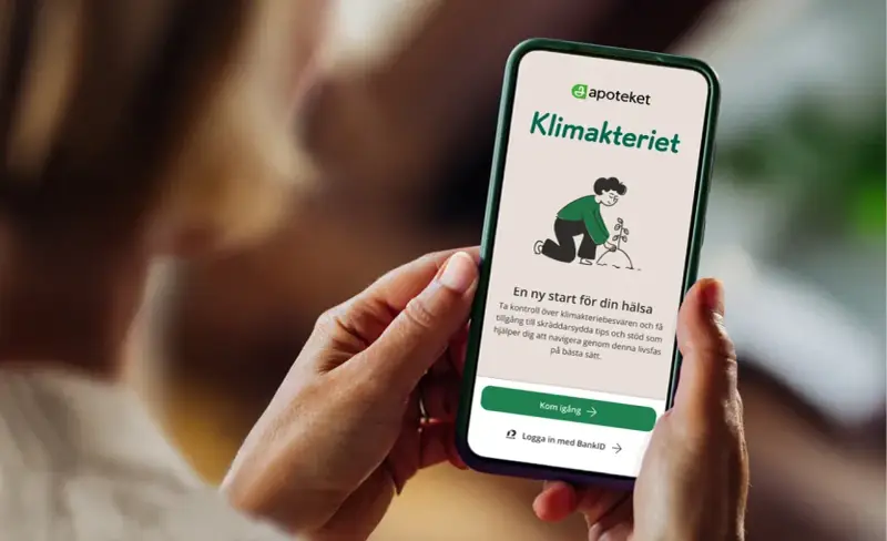 En app från Apoteket hjälper dig att hantera klimakteriet och besvär som ont i leder. Få tips och stöd för en bättre livsfas.